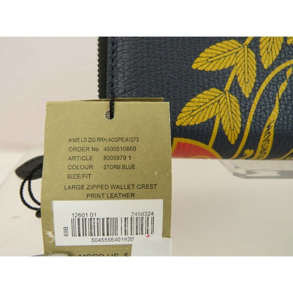 NWT BURBERRY 8005979 STORM BLUE LEATHER CREST LOGO ZIP CONTINENTAL WALLET $640 - Picture 4 of 12